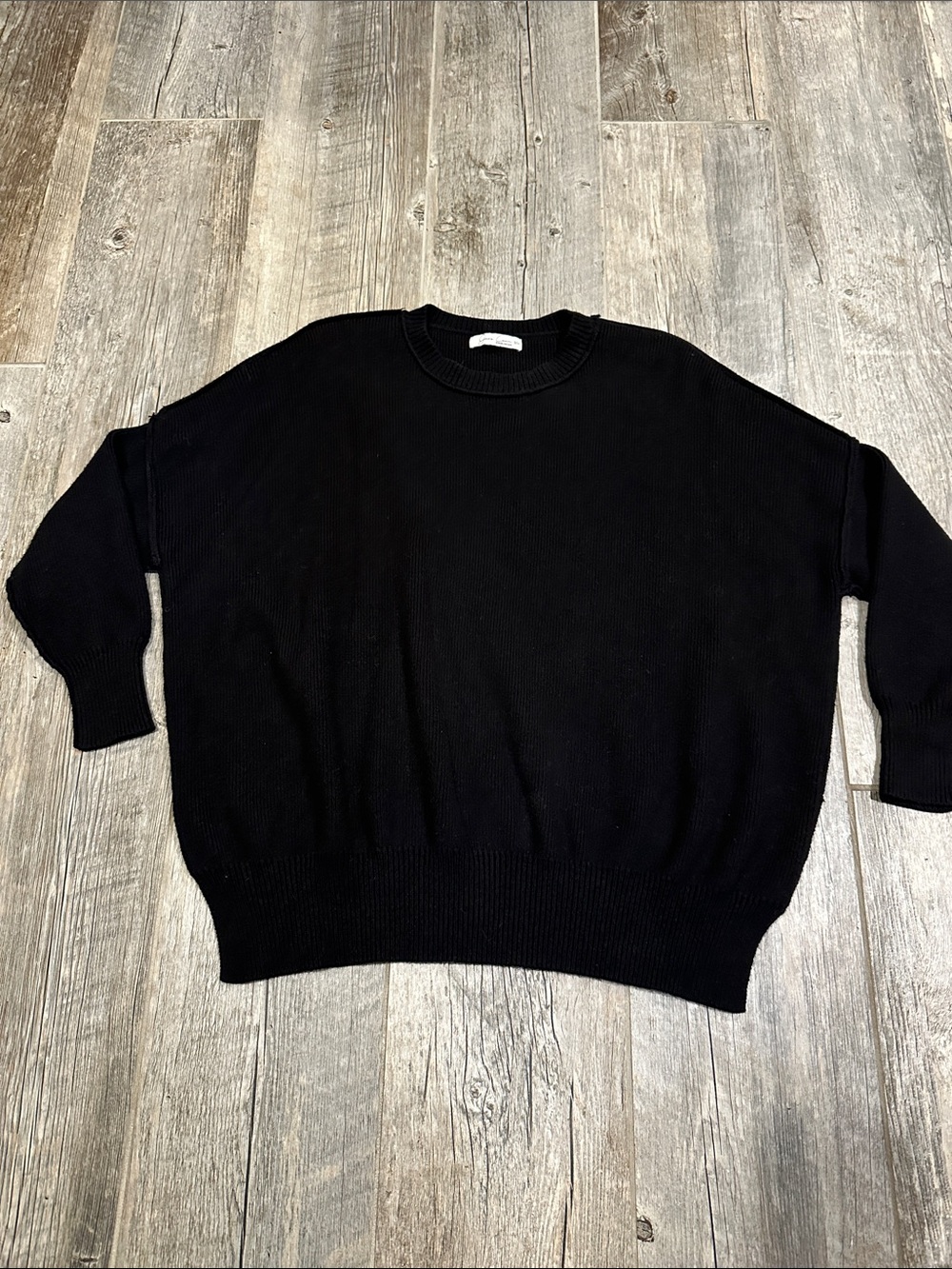 Jessica Crum x Hazel and Olive Black Oversized Scoop Neck Long Sleeve Sweater